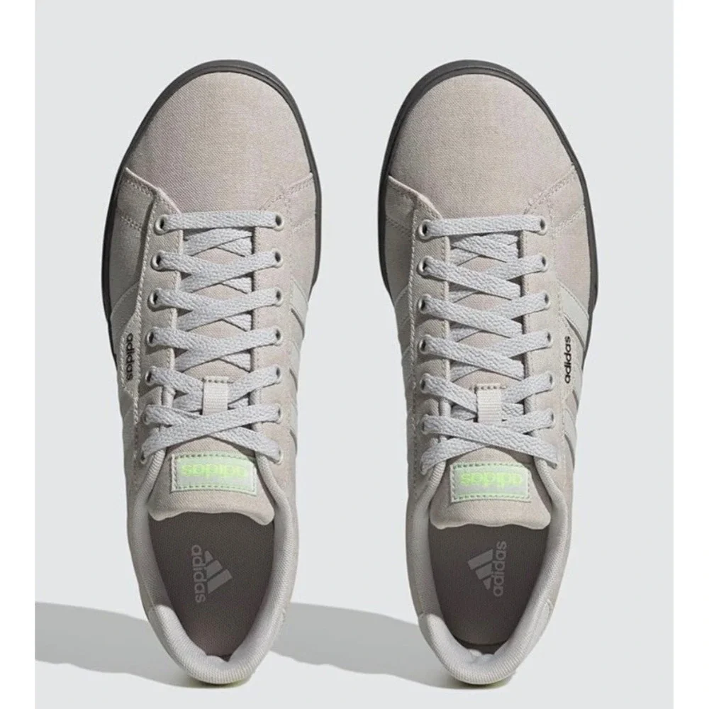Adidas Daily 3.0 Mens Sneakers‎ Beige Grey Lime Green Canvas Skate Shoes 10